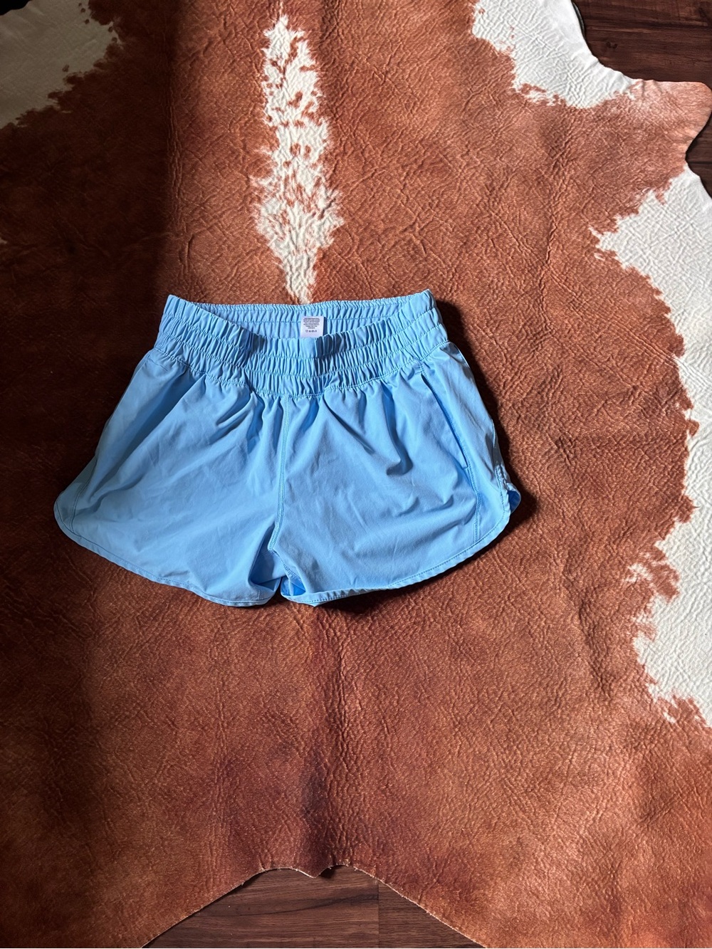 Women's Sky Blue Athletic Running Shorts with Elastic Waist